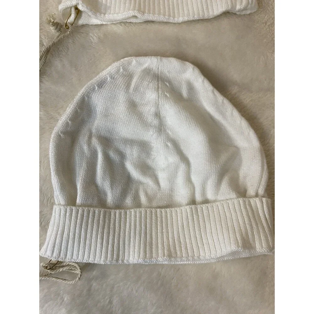 2 NWT Viverano Organic Cotton Baby Knit Hat Cap White 3-6 Months Sustainable
